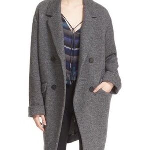 DVF Diane von Furstenberg Finola Wool Cocoon Coat Grey Size P